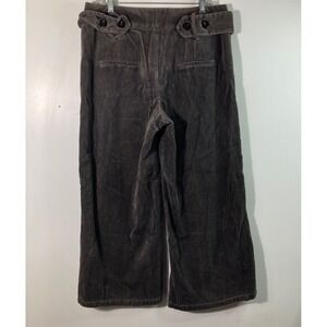 Berman Black Corduroy Wide‎ Leg Pants Gray High Rise Belted Button Fly L